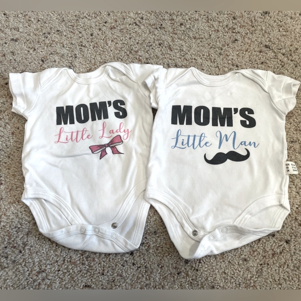 Mom's Little Lady and Little Man Onesies - matching twin outfits